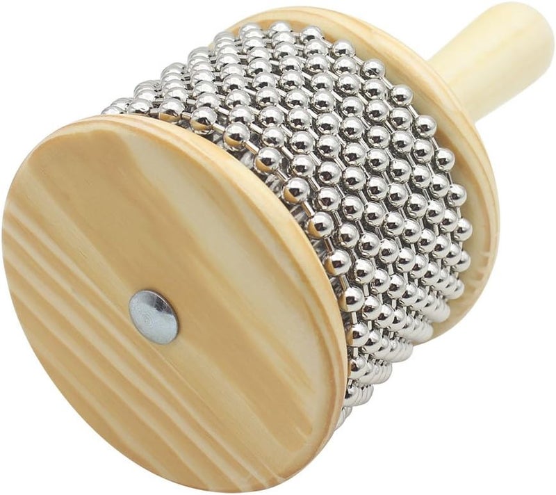 Mowind Wooden Cabasa Hand Shaker Percussion Instrument with Metal Beads for Classroom Band 3.4" Size - Image 2